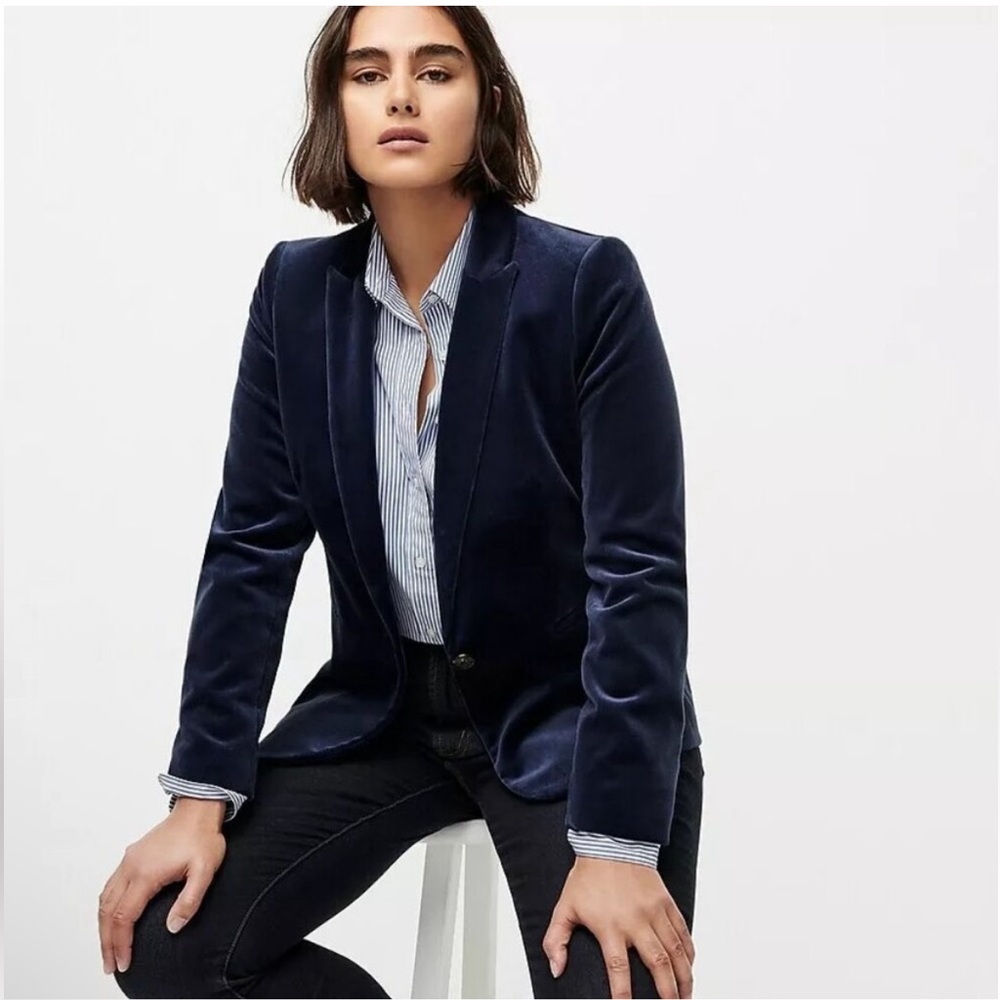 J. Crew Tall Parke blazer in velvet - navy